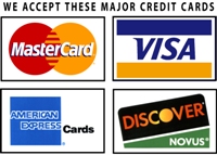 We now accept Visa, MasterCard, American Express and Discover credit cards